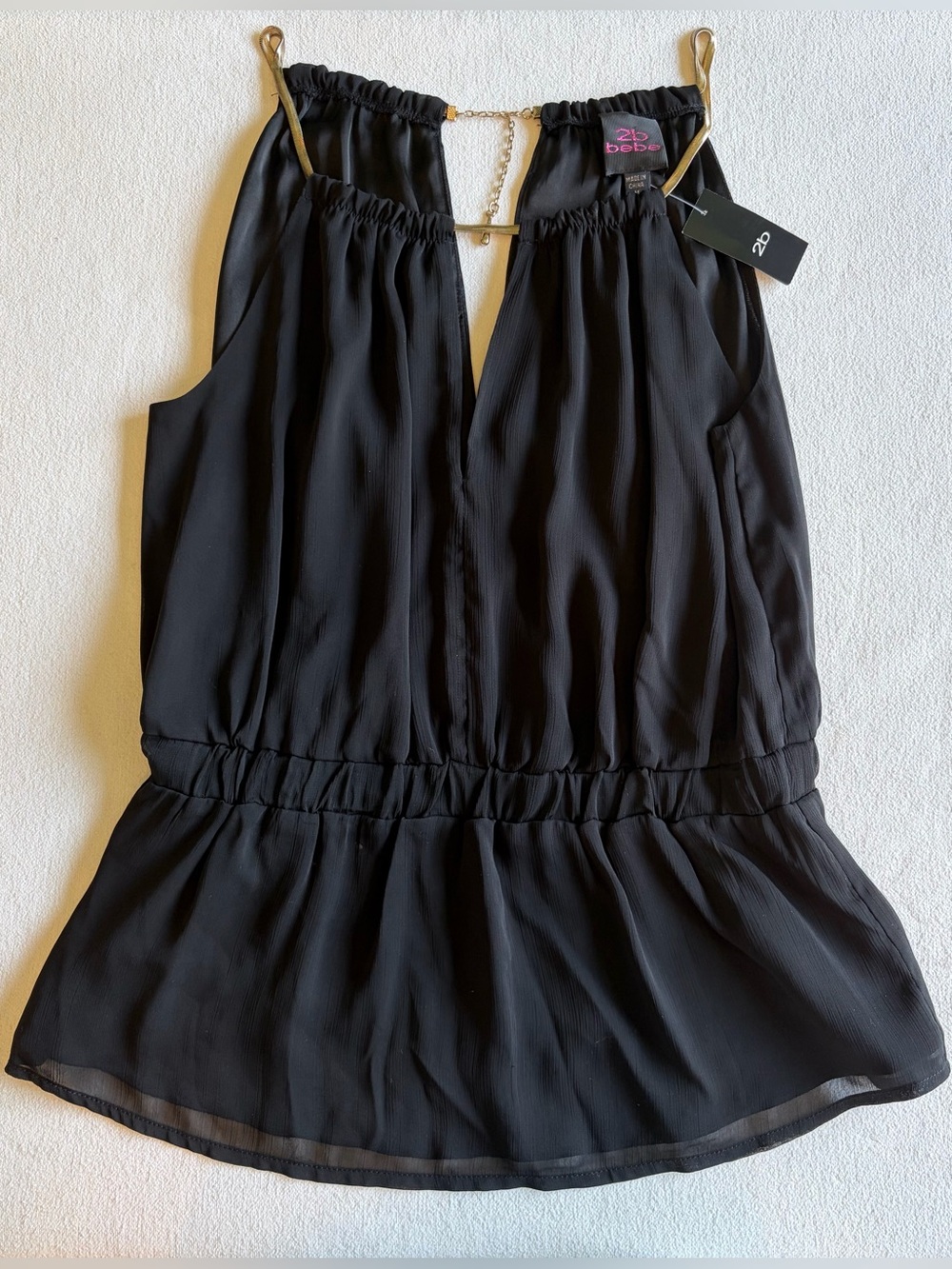 Y2K Bebe Black Halter Neck Top Women’s Size Medium